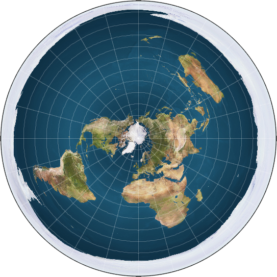 map depicting the earth as flat, with the south pole as a huge ice ring around the world