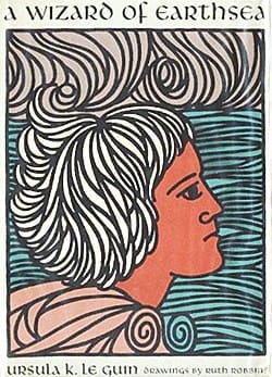A red-skinned, white-haired figure stares across a stretch of water. This cover illustration is done in a simple, woodcut-looking style.