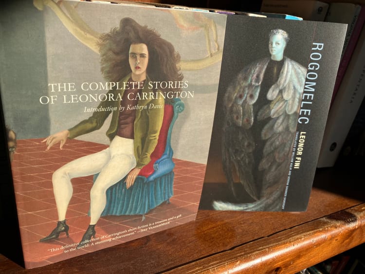 book covers of "Rogomelec" and "The Complete Stories of Leonora Carrington"